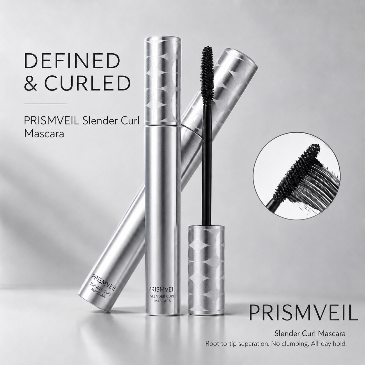 prismveil Waterproof Mascara for 24-Hour Volume, Lift & Definition – Long-Lasting Thick, Defined Lashes