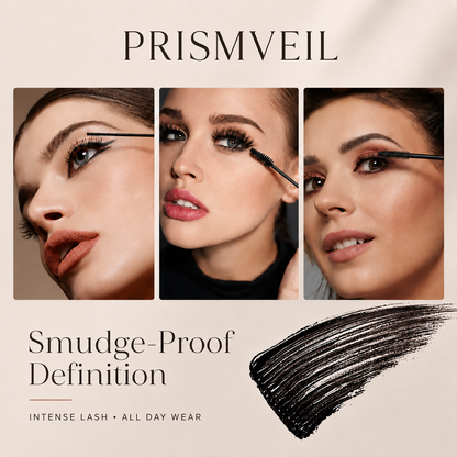 prismveil Waterproof Mascara for 24-Hour Volume, Lift & Definition – Long-Lasting Thick, Defined Lashes