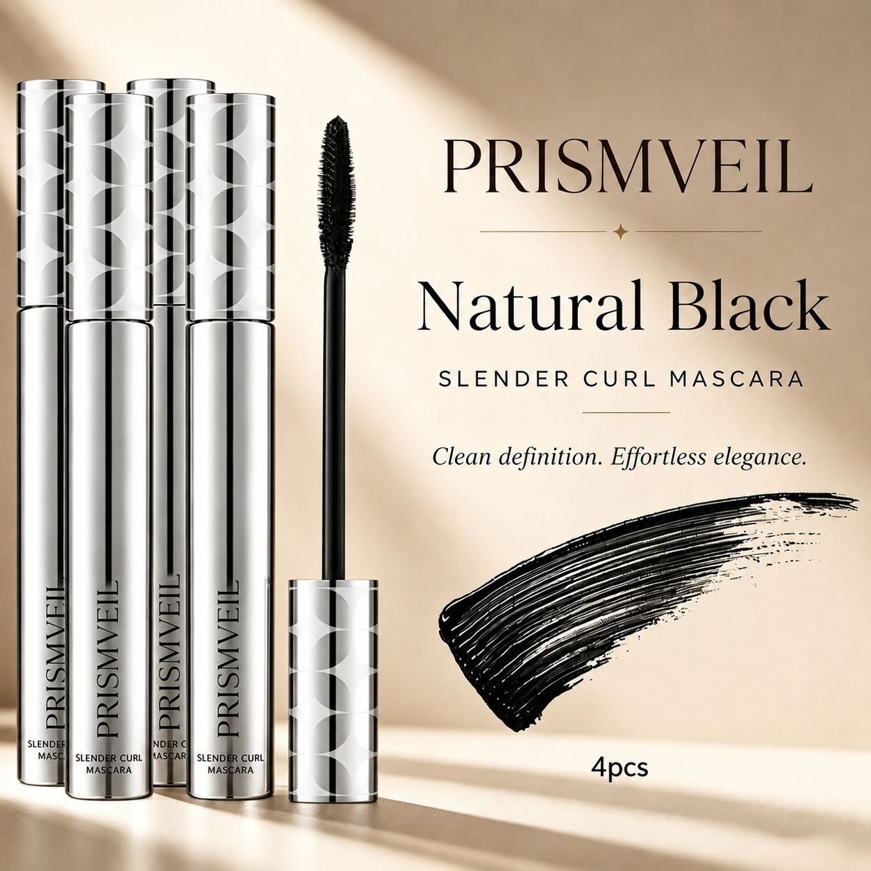 prismveil Waterproof Mascara for 24-Hour Volume, Lift & Definition – Long-Lasting Thick, Defined Lashes