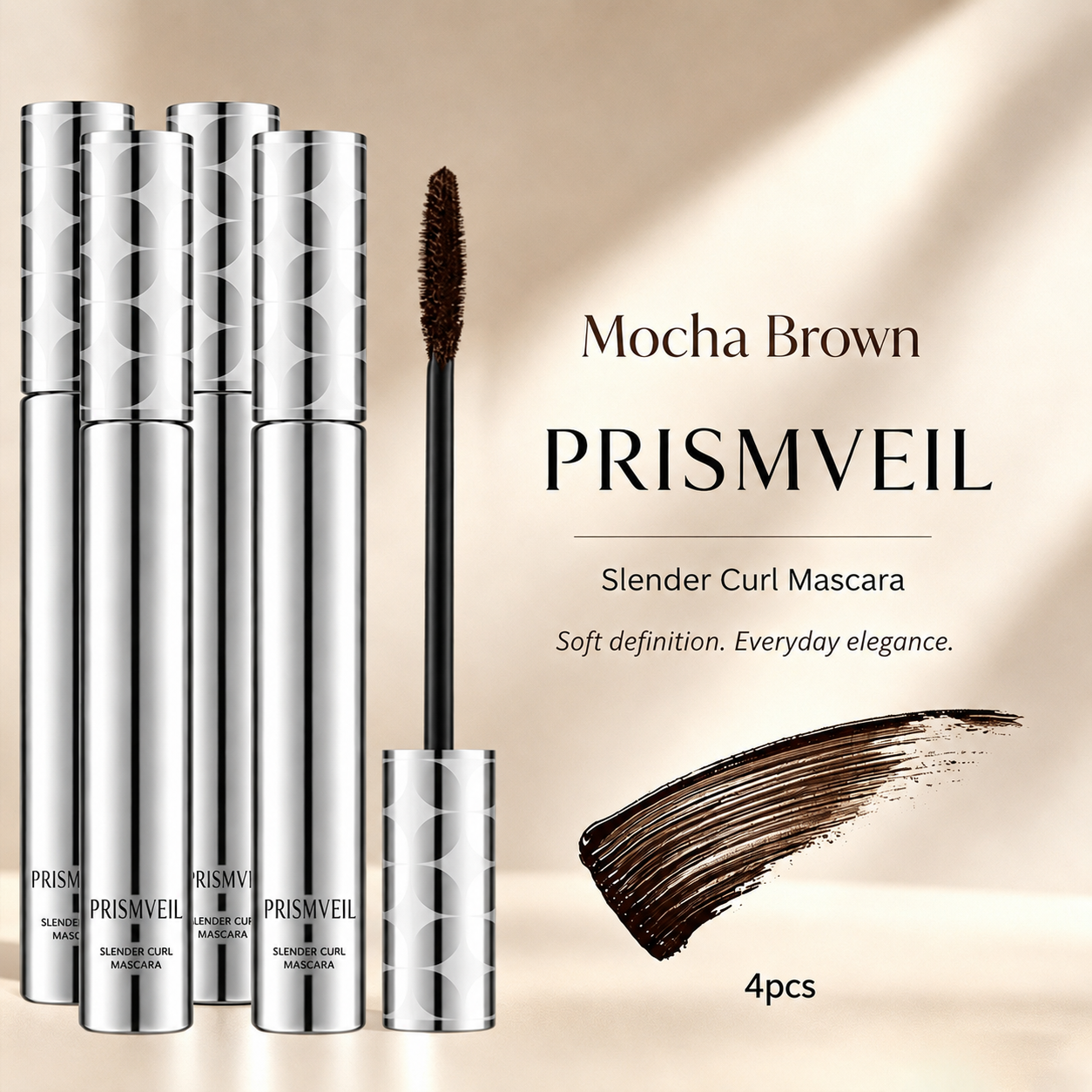 prismveil Waterproof Mascara for 24-Hour Volume, Lift & Definition – Long-Lasting Thick, Defined Lashes